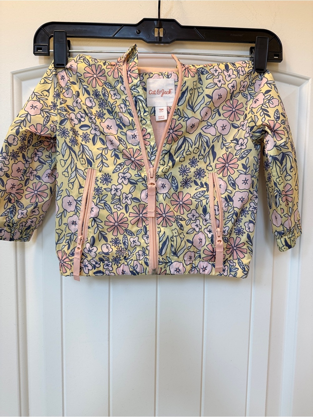 Cat & Jack Yellow Floral Zip Jacket with Pink Trim